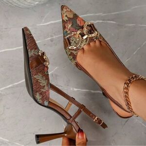 Floral Brown Women's Heels
